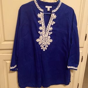 Charter Club linen tunic. Royal blue. Size XL.